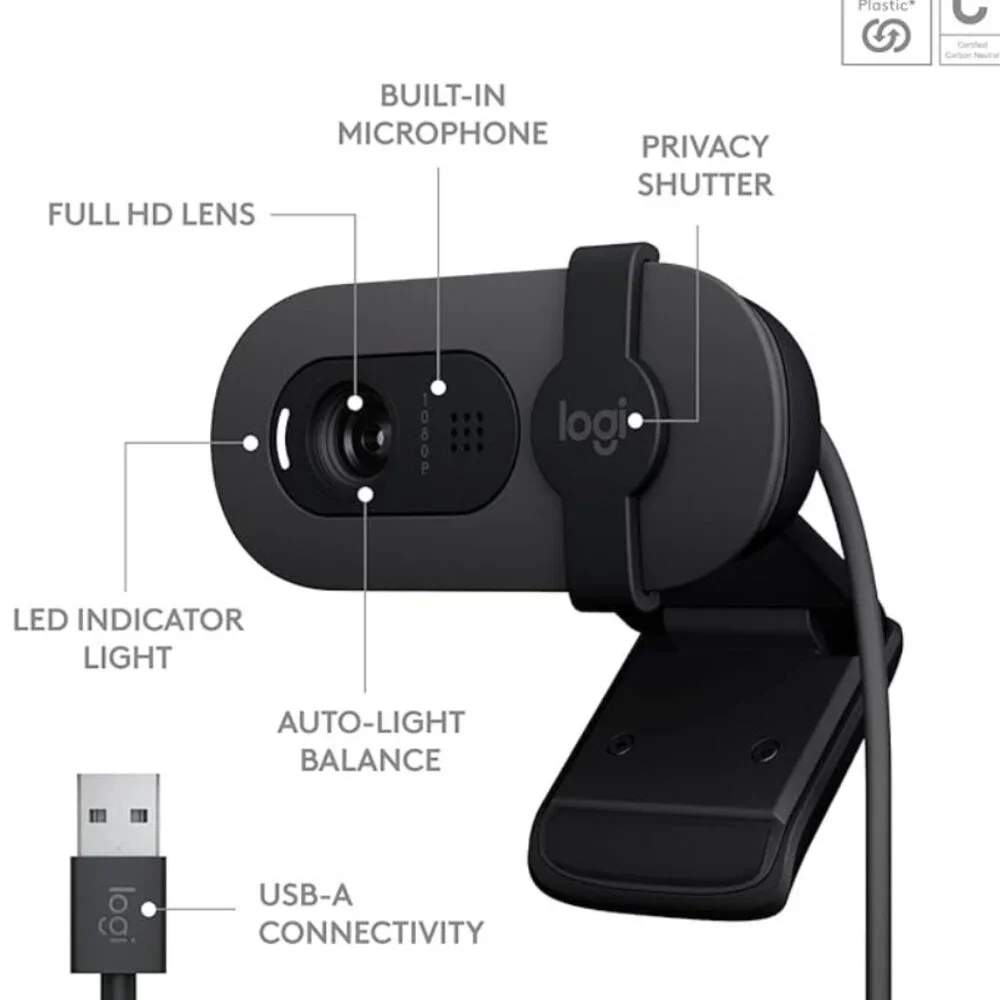 Logitech 960001580 Brio 100 1080p Full HD Webcam (Brand New MSRP $40)